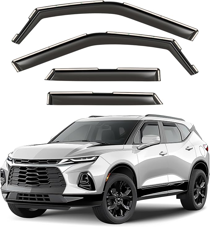 Window Deflectors Smoke Tinted In-Channel Side Window Vent Visor Deflectors Rain Guards Compatible with Blazer 2019-2026 - 4pcs. GW0706