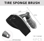 Car Tire Shine Applicator, High-Density Sponge Tyre Dressing Applicator Pad with Curved Handle & 2 Sponges, Reusable Wheel Polishing Brush Auto Detailing Foam for Applying Tire Shine