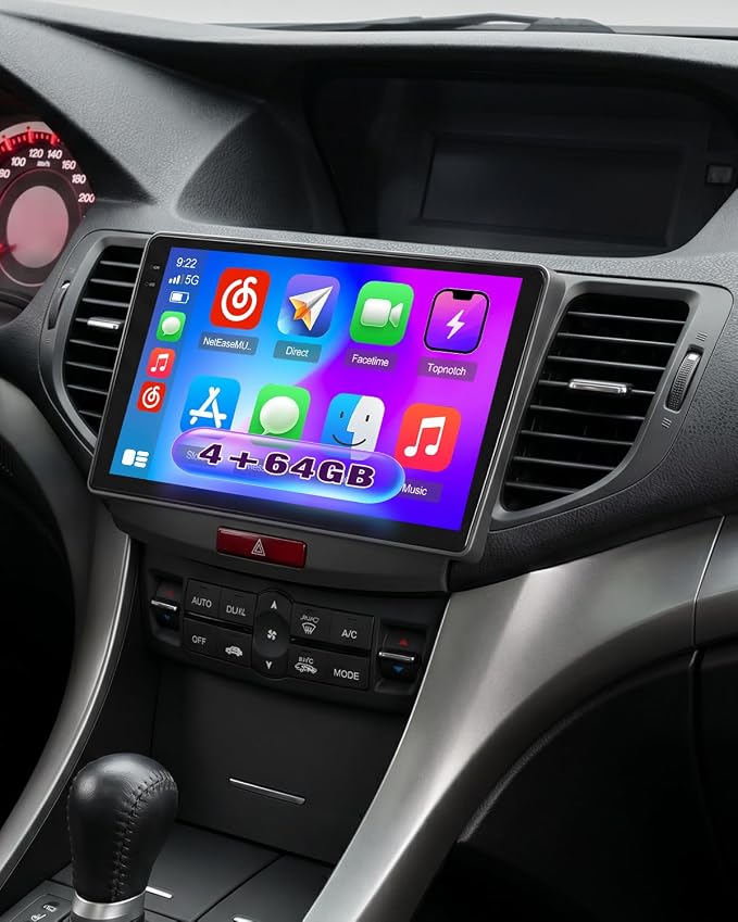 4+64G Android 15 Car Radio for Acura TSX 2009-2014/Honda Accord 2008-2012, 9" 1280 * 720 Incell Touchscreen Car Stereo Wireless CarPlay Android Auto, 5GHz WiFi, Bluetooth 5.0, EQ, GPS, Backup Cam, SWC
