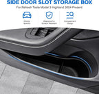 Door Side Storage Box and Trash Can for 2024 2025 2026 Refresh Tesla Model 3 Highland Accessories Front Rear Door Insert Slot Storage Tray Organizer Protector Garbage Bin with Trash Bags 6PCS