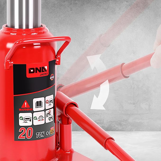 20 tons / 44092 lbs Lifting Automotive Welded Hydraulic Bottle Jack for Repair Vehicle, Pickup, Truck, w/Manual Handle, Red,TOOLS-00362