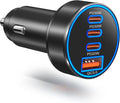Car Charger USB C, 98W Multiport Fast Car Phone Cigarette Lighter USB Charger 12-24V USB Outlet Car Adapter Plug for iPhone 17/16/15 Pro Max,Galaxy S26/S25/S24 Ultra,Tablet, Android(Black)