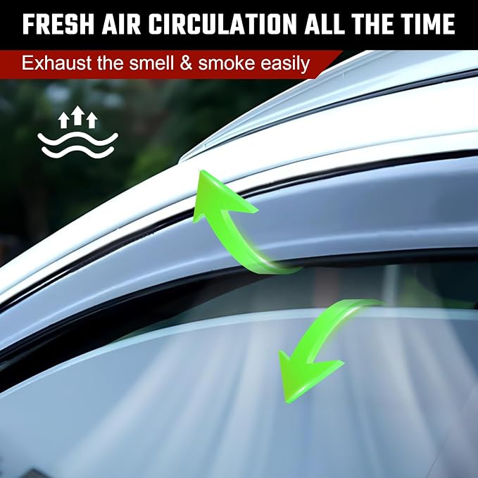 in-Channel Rain Guards Fit for Hyundai Santafe 2019-2024 Black Extra Durable Shatterproof Side Window Deflectors Vent Window Visors Wind Deflectors - 4 PCS