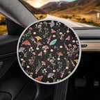 Mushroom Print Steering Wheel Cover Sun Shade Universal 17 inch Insulation Steering Wheel Cover for Cars SUV Trucks Cute Car Steering Wheel Accessories for Women