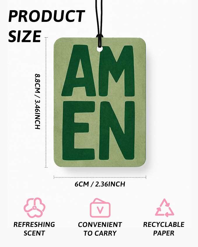 Pink and Green Christian Car Air Freshener 4 Pcs for Women Girls | Boho Religious Car Accessories Mirror Decor, Christian Hanging Air Freshener for Cars Closet Drawer Books