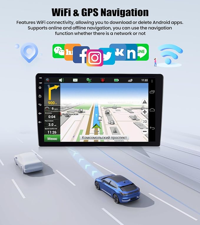 4G+64G Android Car Stereo for Ford Explorer 2005-2010 10.1 Inch Touch Screen with CarPlay Android Auto Mirror Link UI Bluetooth FM GPS Navigation WiFi FM SWC Shot Cut Backup Camera MIC