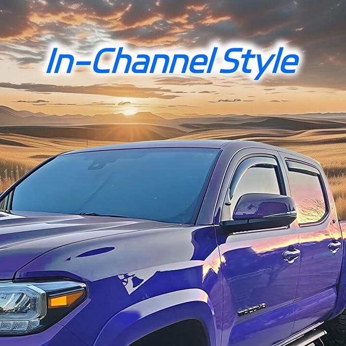 in-Channel Rain Guards Fit for 2007-2013 Chevy Silverado/GMC Sierra 1500/Avalanche Crew Cab, Window Visors Deflectors for 2007-2014 Silverado/Sierra 2500HD 3500HD/Suburban/Yukon XL
