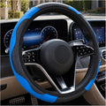 Car Steering Wheel Cover 15 inch, Microfiber PU Leather Elastic Steering Wheel Protector, Anti-Slip Breathable Car Interior Accessories for Most Cars (Blue)