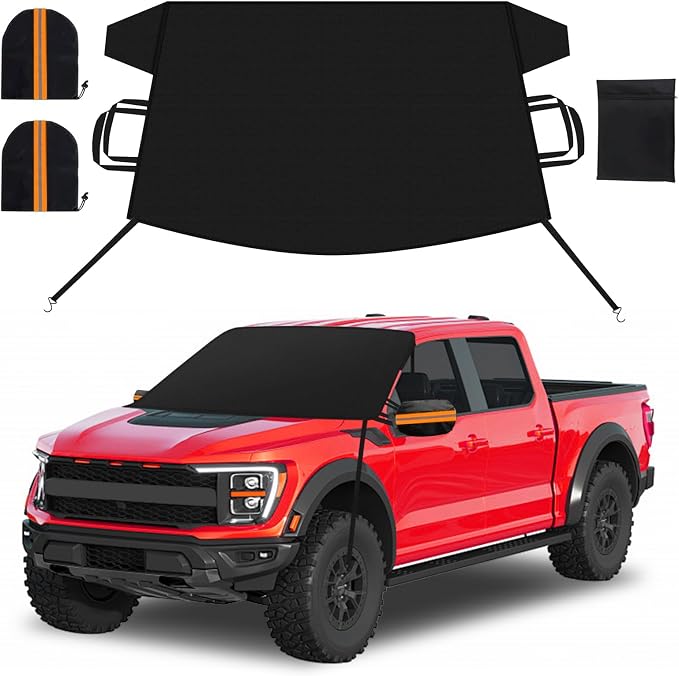 Car Windshield Cover for Ice and Snow Heavy Duty 600D Waterproof Oxford Fabric Windshield Snow Cover Fit for Most Cars Trucks Suvs Essential Car Winter Accessories X-Large Size (82.8 x 47 Inch)