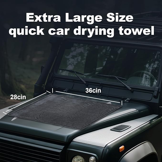 Car Drying Towel (28" x 36"),1500 GSM Double Sided Microfiber Drying Towels | Super Absorbent ；Streak-Free, No Water Spots；Easy to clean and maintain；Suitable for Car, truck, SUV，bathroom，etc