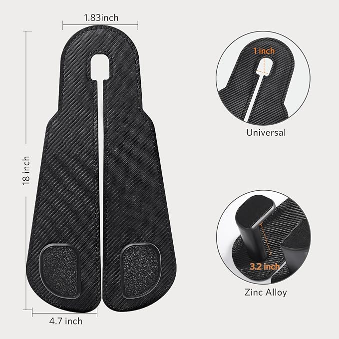 CoBak Extra Wide Car Seat Back Hooks, Premium Stitched Leather Headrest Hangers with Wide Slot Structure, Universal for Any-Width Purses, Handbags, Bags (2 Pack), Carbon Fiber Black
