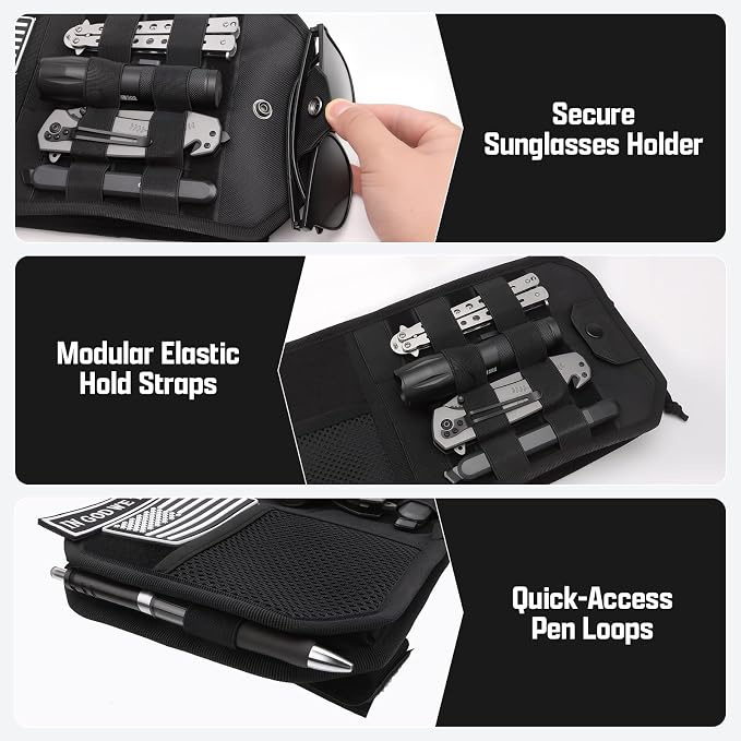 Visor Organizer, MOLLE Visor Organizer | Car Sun Visor Organizer with Sunglasses Holder | Pockets | Card Slots | Tactical Visor Organizer | Heavy Duty