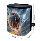 Soccer Ball Lightning Print Car Trash Can with Lid, Leak Proof Auto Trash Bag Hanging Vehicle Garbage Can Multipurpose Storage Container for Back Seat Road Trip