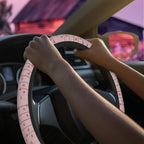 Pink Bows on Stripes Steering Wheel Cover for Women Men Neoprene Breathable Wheel Cover Protector Anti-Slip Car Accessories Universal 15 Inch Fit for Cars Trucks Vehicles