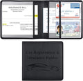 Car Registration and Insurance Holder, Vehicle Glove Box Car Organizer Men Women Wallet Accessories Case for Cards, Essential Document, Driver License, Black