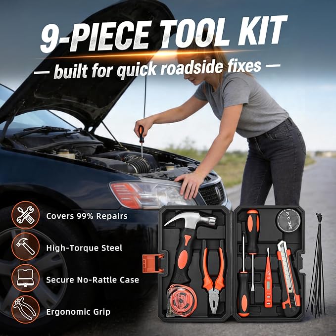 Jump Starter with Air Compressor Car Emergency Kit for Women, Men, Teen | All-in-One Car Safety Kit,First Aid Kit,Snow Brush&Ice Scraper for Winter,Car Emergency Kits for Vehicles,Road Trip Essential