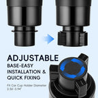 Car Cup Holder Expander with Adjustable Base, Cup Holder Insert for Car Compatible with Most 32/40 Oz Water Bottles 12 oz/24 oz Coffee Mugs Tumblers 3.4 to 3.78 in Diameter, 1 Pack Black