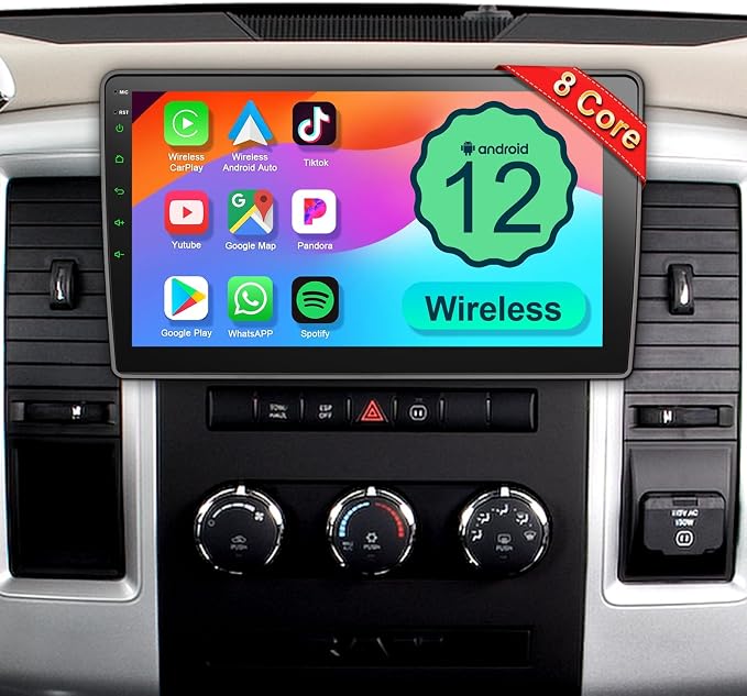 8 Core Car Radio Stereo Upgrade Android for Jeep Wrangler JK 2007-2018 with Wireless CarPlay/Android Auto, 10.2 '' Touchscreen Head Unit GPS WiFi AM/FM SWC