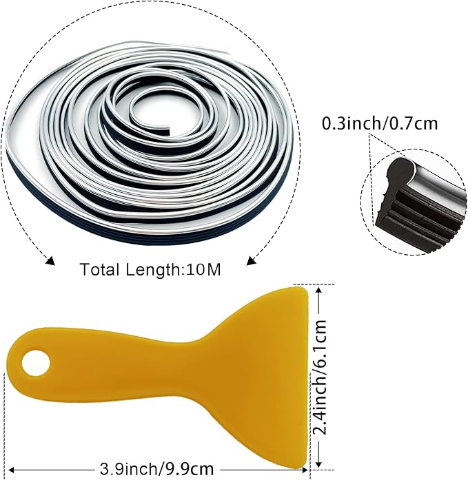 Car Interior Trim Strips,Universal 33ft Car Electroplating Decoration Styling Door Dashboard, Flexible Interior Trim Accessories with Installing Tool(Silver)