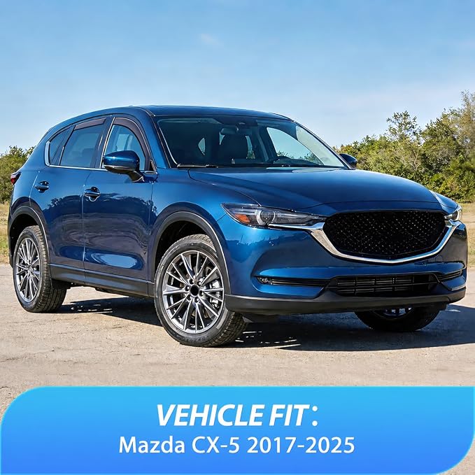 in-Channel Rain Guards Compatible with Mazda CX-5 2017-2025, Light Smoky Blue Vent Visors, Durable Window Deflectors for Fresh Air Circulation, 4PCS