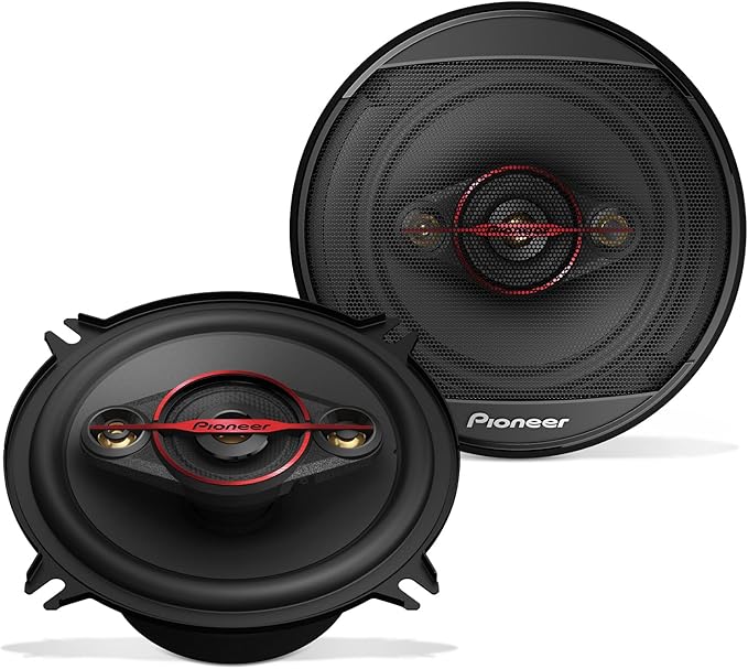TS-501M 4-Way Coaxial Car Audio Speakers (Pair) - 5-1/4' Round, 300 W Max Power, Black and Red