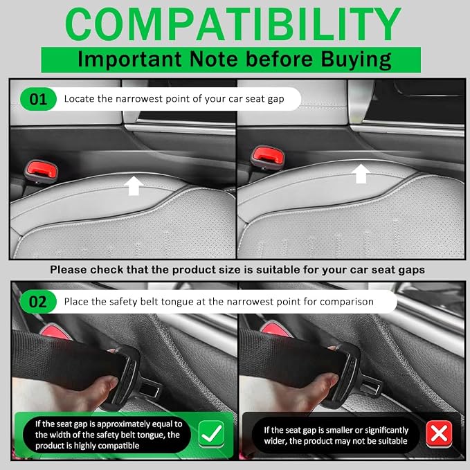 2PCS Car Seat Gap Filler Organizer,2026 Upgraded Car Seat Gap Plug with Storage Slot,Plug & Play in Between Cars Seats Catcher Cars Accessories to Stop Items Falling Between Seats