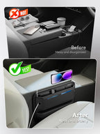 Car Seat Gap Filler Organizer with Sun Visor Organizer, PU Leather Seat Gap Filler for Phone, Keys, Cards & Sunglasses, Front Seat Storage Side Pocket for Cars SUVs Trucks