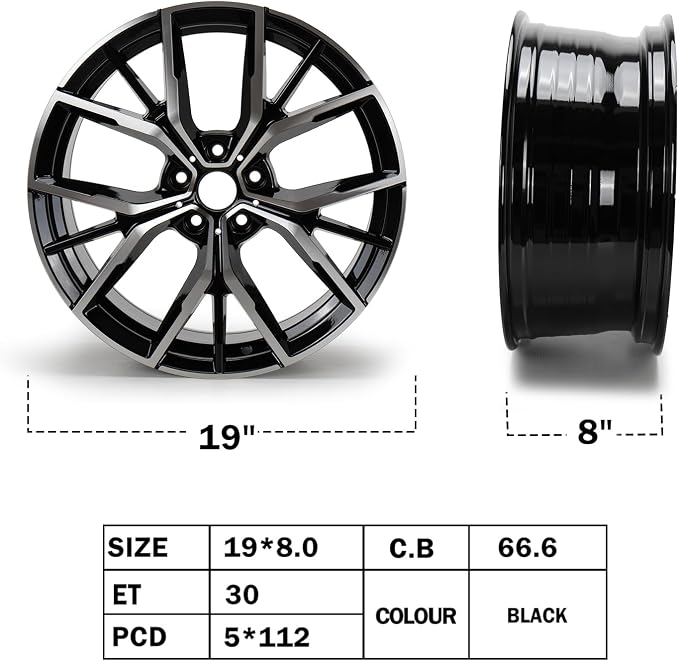 New 19'' x 8" Aluminum Alloy Wheel Rim Compatible with 2019 2020 2021 2022 2023 BMW 530i 530e 540i M550i, Factory Replacement Rim, Direct Fit, OEM Design Replacement Rim