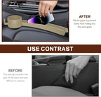 2PCS Car Seat Gap Filler Organizer, Multifunctional Vehicle Seat Side Gap Filler with Organizer & Cup Holder, Automotive Seats Crevice Stopper Gaps Plug, Universal Car Accessories (Beige)