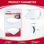 Blind Spot Car Mirror，Asymmetric Fan Shaped HD Glass Frameless Convex Rear View Mirror with wide angle Adjustable Stick for Cars SUV and Trucks, Pack of 2