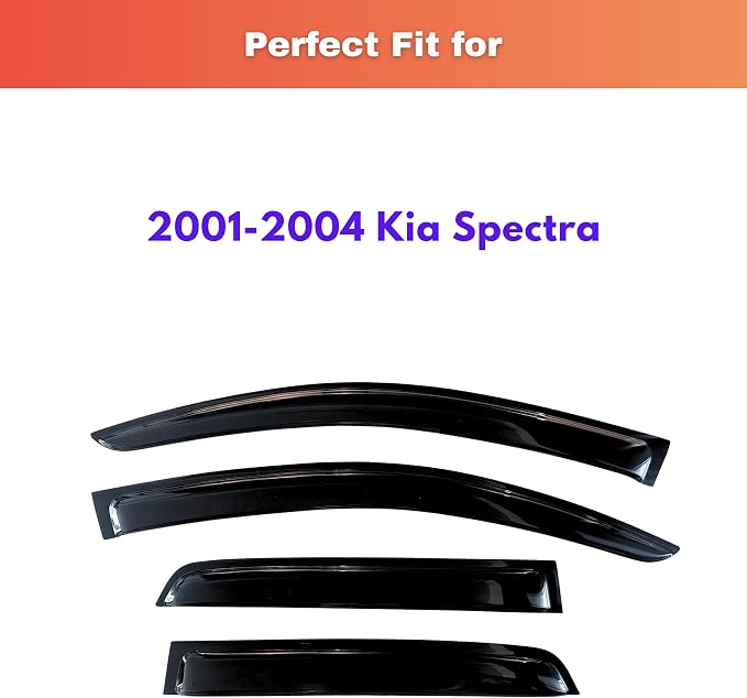 KPY Rain Guards Fit for 2001-2004 Kia Spectra, Out-Channel Window Visors Vent Wind Deflectors 4PC, Car Accessories for 01-04 Spectra
