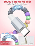 USB A to USB C Cable 2Pack 6FT,Beaded Phone Charger Cord for iPhone 17 16 Pro Max 17e 15 Car play,Type C Cute Car Charger Charging Cord for iPad 10 11th A16/Samsung S26 S25 S24 S23/Android Girls Women