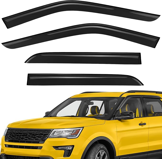 Extra Durable Window Deflectors Tape-On Window Visors Rain Guards Fit for Ford Explorer 2011-2019, Sun Visors, Wind Vent for Shades, Exterior Car Accessories - 4pcs. AG0040