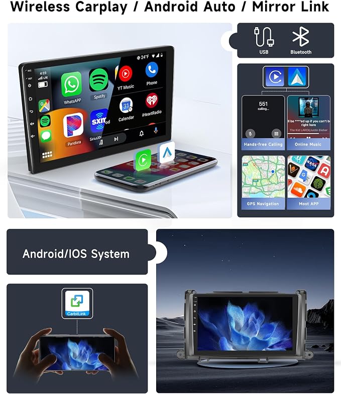 [8 CORE 6G+128G] for Toyota Sienna 2011-2014 Car Radio with Wireless Carplay/Android Auto, 9 Inch Android 15 IPS Touch Screen Car Stereo, Bluetooth, GPS, 5G WiFi, SWC, DSP + Backup Camera