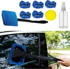 8pcs Car Windshield Cleaning Tool, Windshield Cleaner with with 5 Little Microfiber Pads that can be Washed/reused, Window Cleaner Tool, for Auto Glass Wiper (bule01)