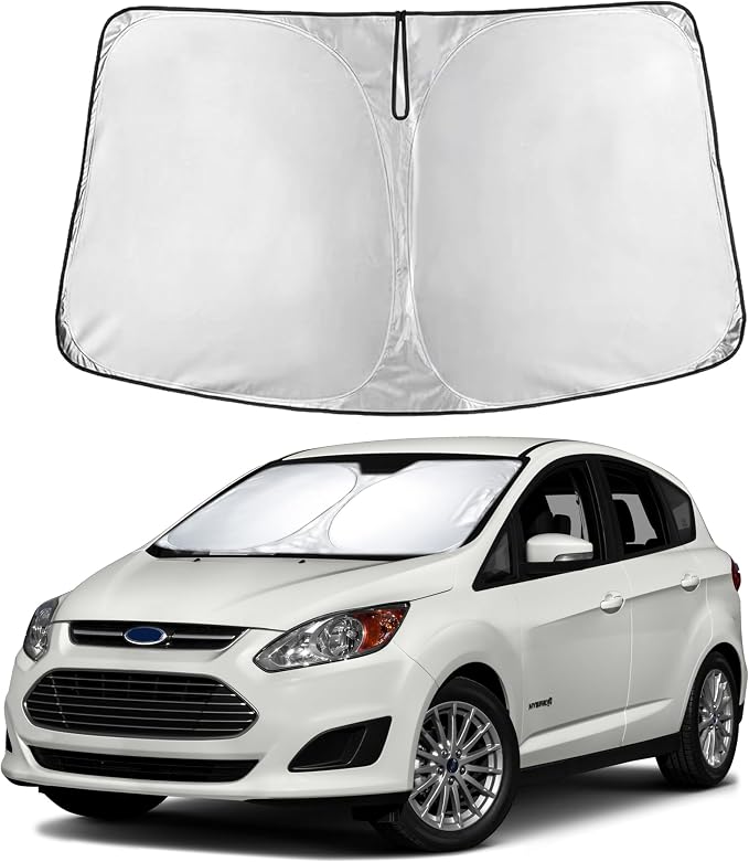 Windshield Sunshade Compatible for Ford C-Max 2013-2017 2018 2019, Sun Visor for Front Windshield & Window Sun Shade Cover, UV Heat Blocker & Protector, Car Accessories
