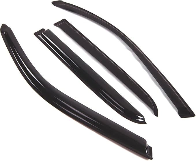 WD2-461 Dark Smoke 4 Pcs Set Window Visor (Outside Mount) Deflector Rain Guard Compatible with 2004-2006 Toyota Tundra Double Cab/Extended Cab