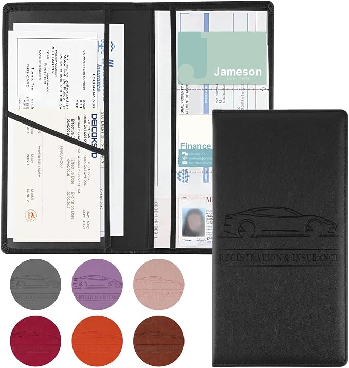 1Pack Car Registration and Insurance Holder,Car Document Holder for Cards License with Magnetic Shut,Vehicle Glove Box Car Organizer for Documents, Cards, License(Black)
