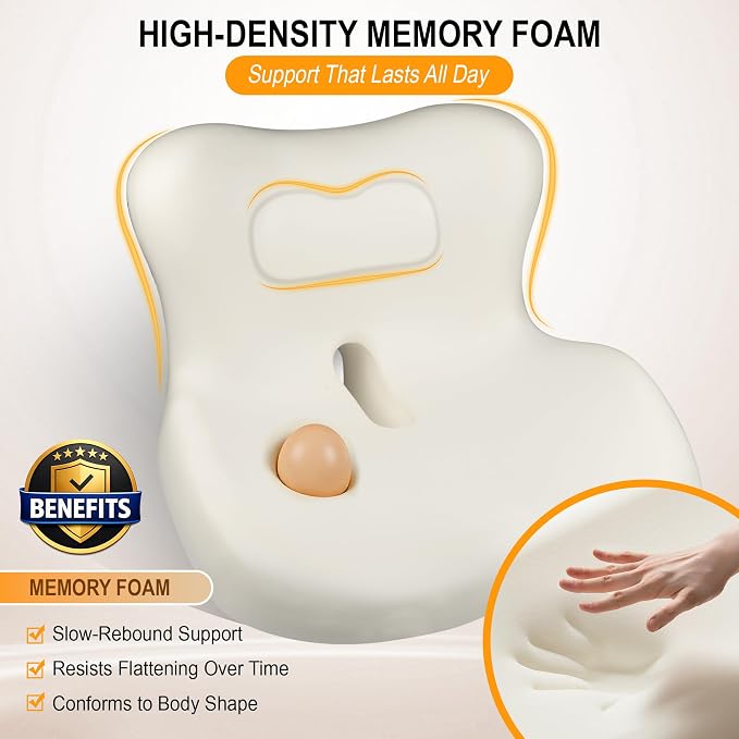 Car Seat Cushion with Lumbar Support Pillow, Car Back Support | L-Shaped Ergonomic Memory Foam Seat Cushion, Car Seat Cushions for Driving, Driver Cushion and Back Support for Car, B&G