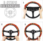 Maple Leaf Car Steering Wheel Cover Sweat Absorption Safe Driving | Fall Decor, Universal 14-15 inch Stretch-on Fabric, Keep Safe Steering Wheel Protector for Women