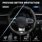3pcs Carbon Fiber Anti-Skid Steering Wheel Cover, Waterproof Design, Universal Fit for 14-16 Inch Car Wheel Cover, Interior Car Accessories for Jeeps, SUVs, Trucks (Glossy Black)