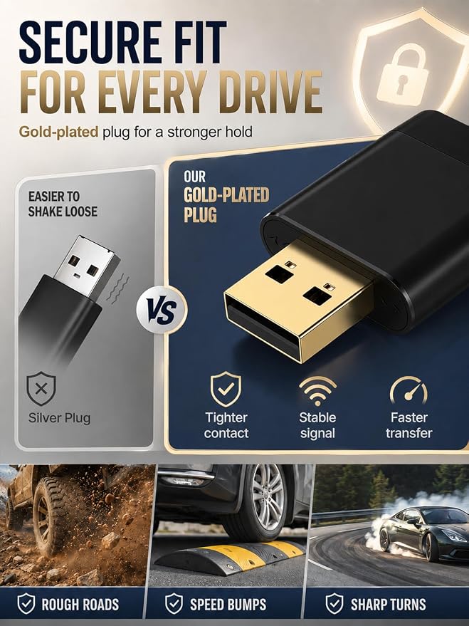 Wireless CarPlay Adapter for iPhone, Wired to Wireless CarPlay Dongle, Gold-Plated USB for Stable Connection, No Lag & Auto Reconnect in 5s, Mini Size Plug & Play, OEM Wired Cars 2016+ | USB-A/C Mini Car Dongle | Gold-Plated USB Connector | Bluetooth 5...