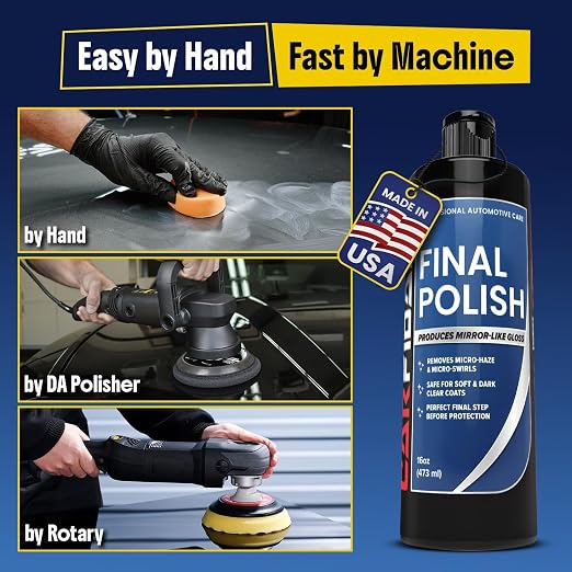 Final Polish - Ultra Fine Finishing Polish for Cars - Removes Micro Haze Swirl Marks & Micro Marring - Mirror Gloss Car Polish - Safe for Dark Paint Clear Coat - Pre Wax Ceramic Prep - 16 oz