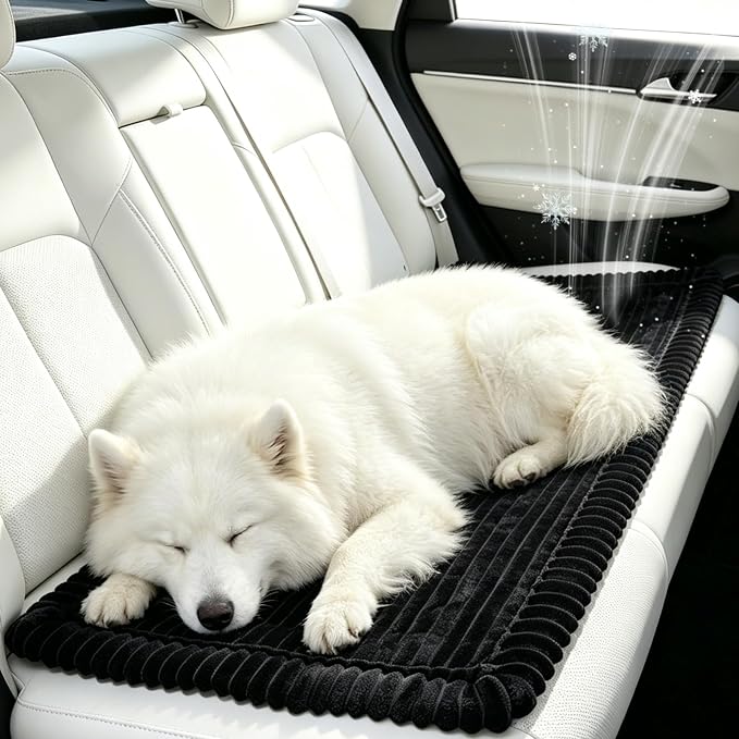 Dog Car Seat Cover for Back Seat, Black Flannel Pet Bed Mat, Non-Slip Waterproof Bottom, Washable Dog Bed & Seat Protector for Cars SUVs Trucks, Fits Backseat Extenders, 59.1 x 23 Inches