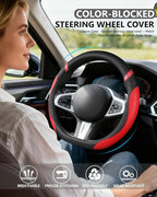 D-Shaped Flat Bottom Steering Wheel Cover for Women Girl - Stylish Car Accessory (Red)