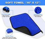 62'' Car Wash Brush with Long Handle, Car Wash Kit with Tire Brush, Tower, Window Squeegee, Chenille Microfiber Car Wash Mop Mitt, Car Cleaning Brush Kit Supplies for Car, Truck, SUV, RV