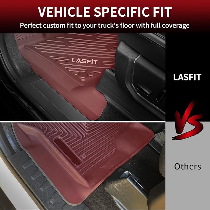 Floor Mats for Ford F250 F350 2012-2016 Super Duty Crew Cab Without Manual Transfer Case Shifter All Weather Protector TPE Car Carpet Floor Liners, 1st & 2nd Rows, 3pc Black