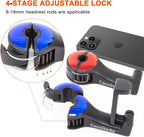 2 in 1 car headrest Hidden Hook with Cell Phone Holder Car Back Seat Hook Universal for Purses and Bags 360° Rotation Adjustable Hanger Rear Hook for Car Seats Silve (red &Blue)