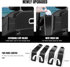 5-in-1 Back Seat Car Organizer and Storage with Extendable Cup Holder, Tissue Holder, Phone Holder, Hanging Hooks, Trash Bin, Back of Seat Car Headrest Organization Accessories for Women Man