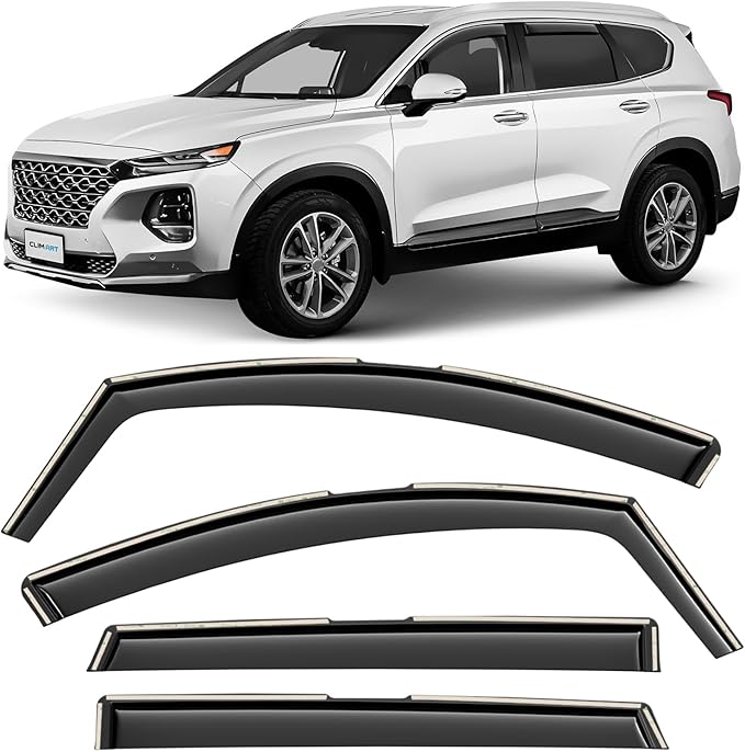 in-Channel Incredibly Durable Rain Guards for Hyundai Santa Fe 2019-2023, Original Window Deflectors, Vent Window Visors, Vent Deflector, 4 pcs. - 619367